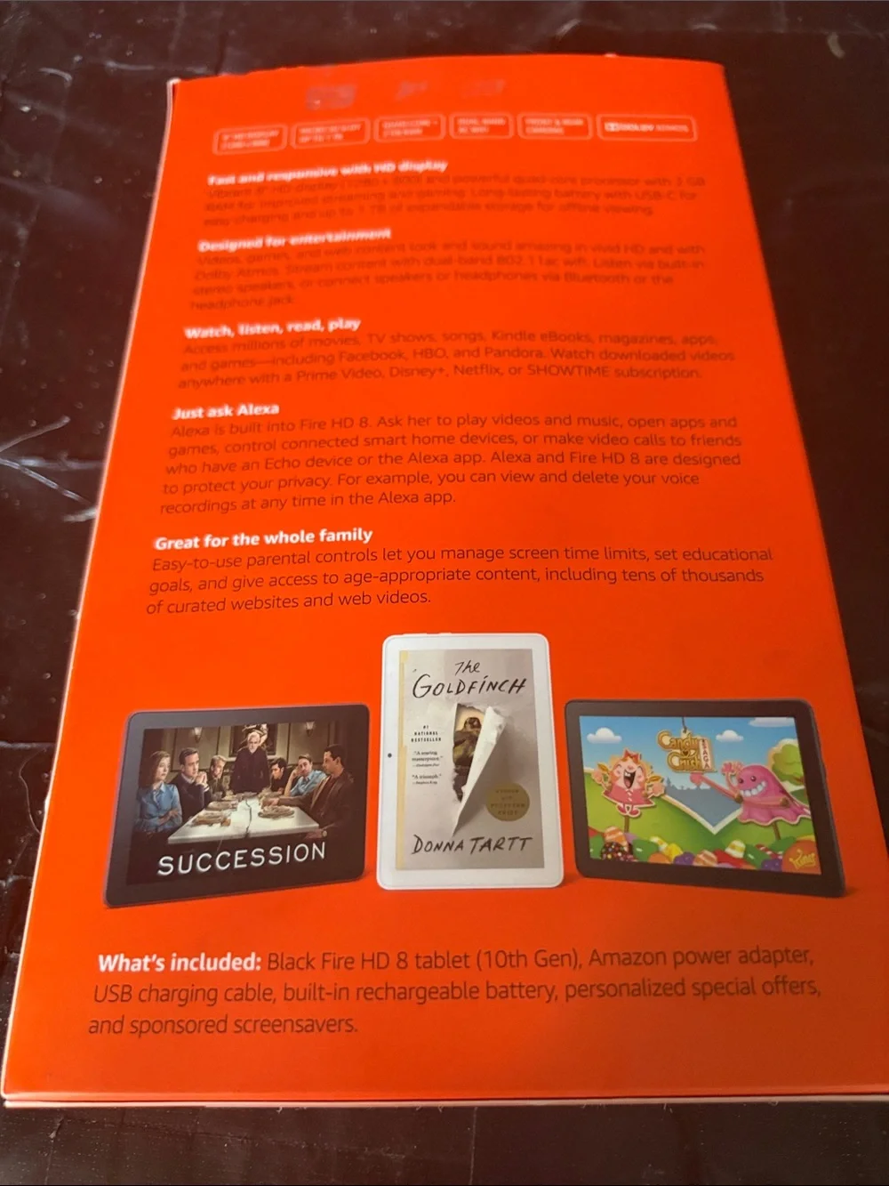 Amazon Fire HD 8 Tablet in Black with Red Retail Box